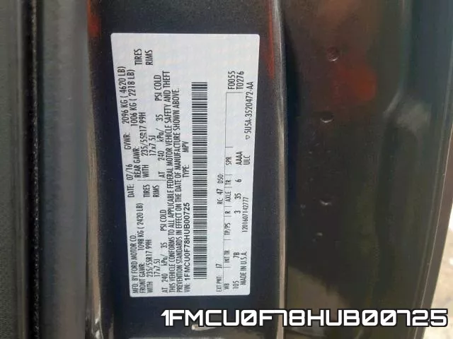 1FMCU0F78HUB00725 фото 2