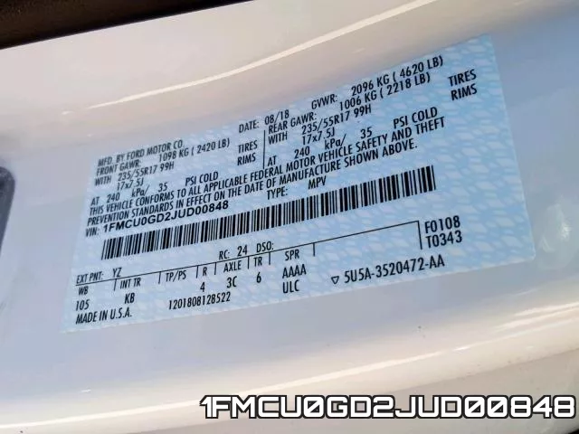 1FMCU0GD2JUD00848 фото 2
