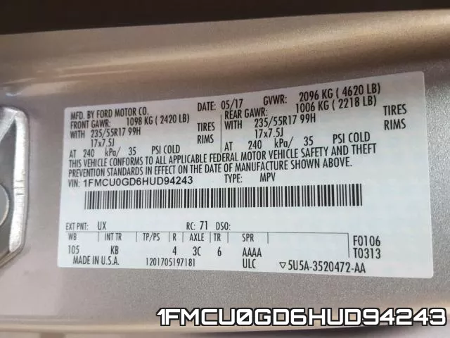 1FMCU0GD6HUD94243 фото 2