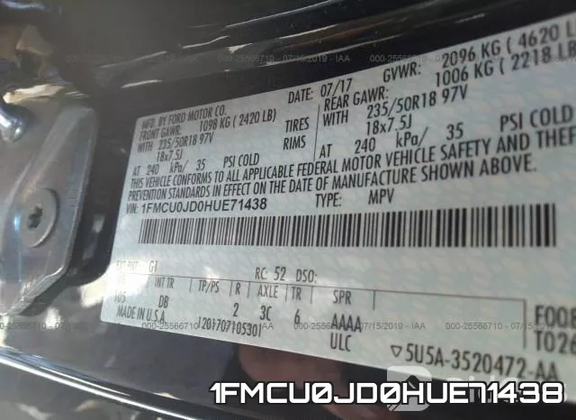 1FMCU0JD0HUE71438 фото 10