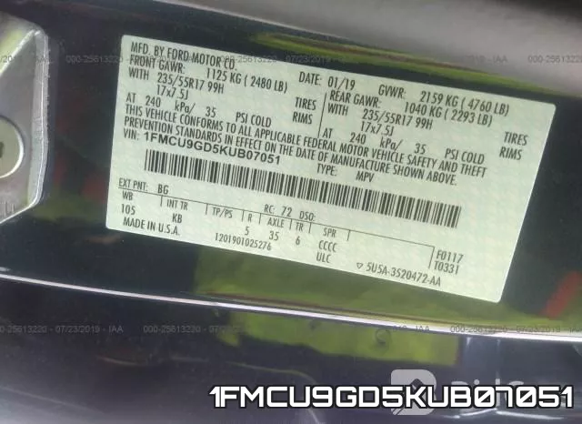 1FMCU9GD5KUB07051 фото 9