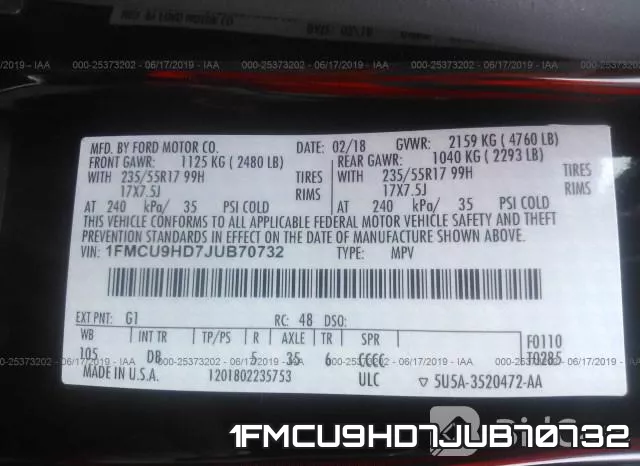 1FMCU9HD7JUB70732 фото 10