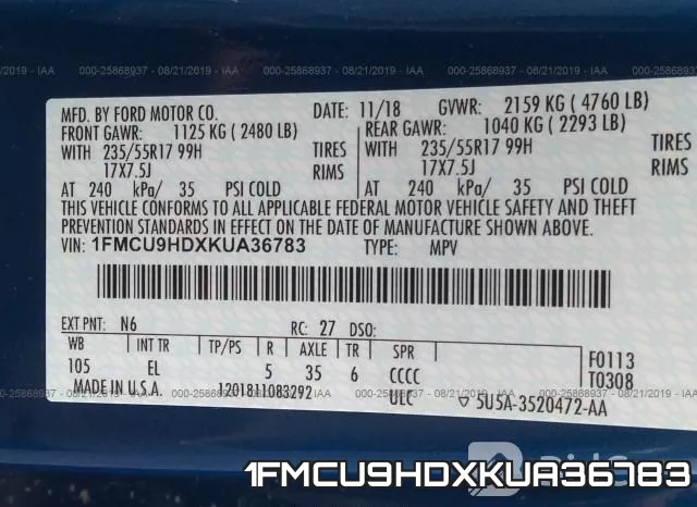 1FMCU9HDXKUA36783 фото 10