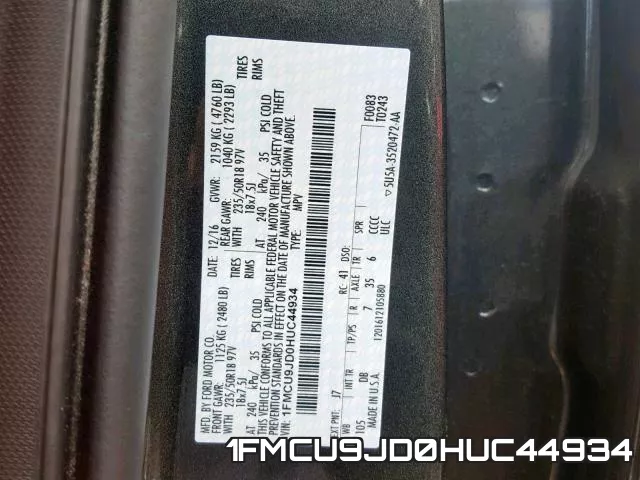 1FMCU9JD0HUC44934 фото 2