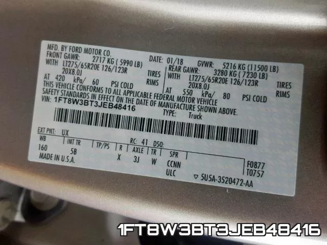 1FT8W3BT3JEB48416 фото 2