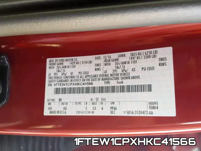 1FTEW1CPXHKC41566 фото 2
