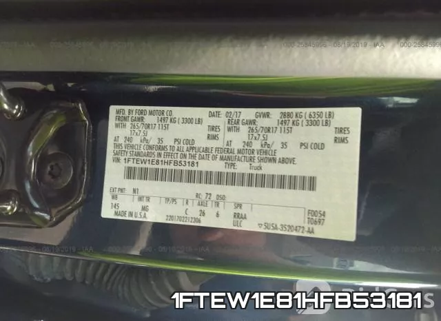 1FTEW1E81HFB53181 фото 10