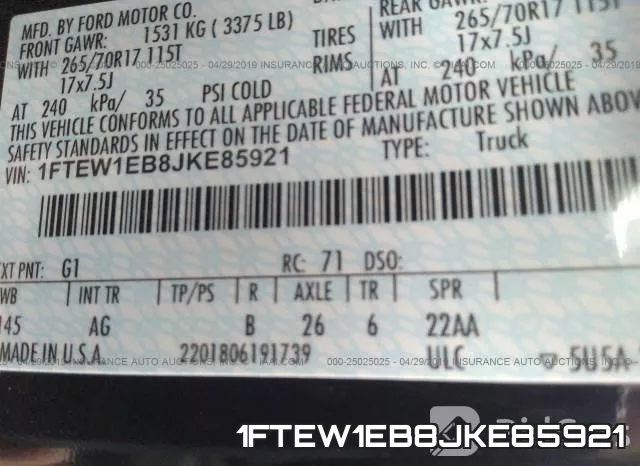1FTEW1EB8JKE85921 фото 10