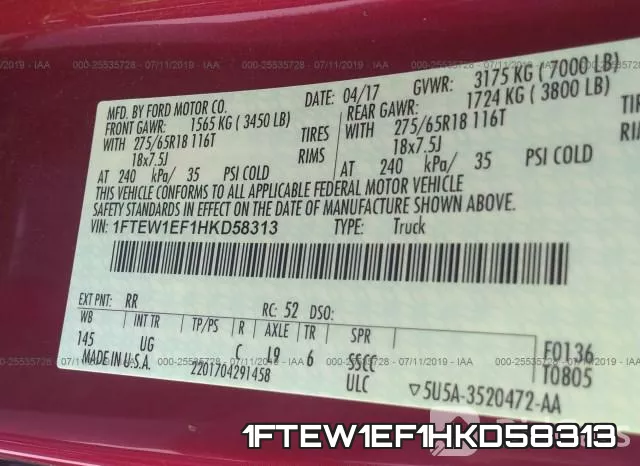 1FTEW1EF1HKD58313 фото 10