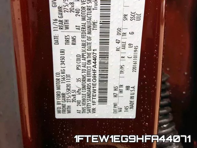 1FTEW1EG9HFA44071 фото 2
