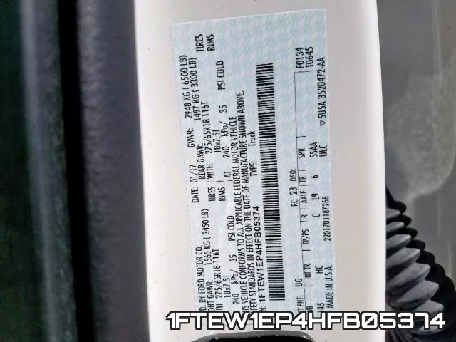 1FTEW1EP4HFB05374 фото 2