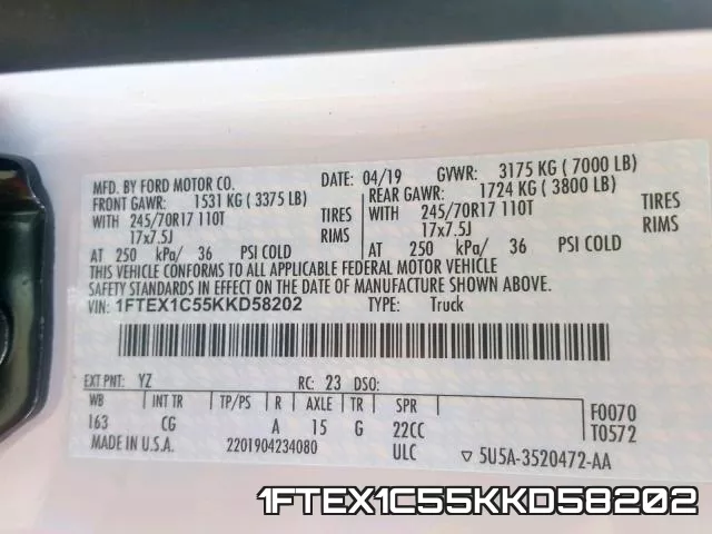 1FTEX1C55KKD58202 фото 2