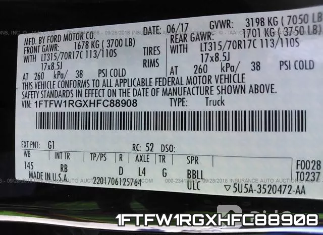 1FTFW1RGXHFC88908 фото 10