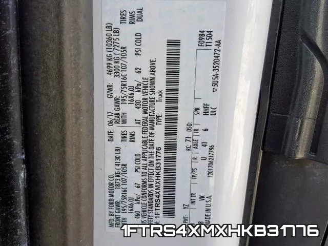 1FTRS4XMXHKB31776 фото 2
