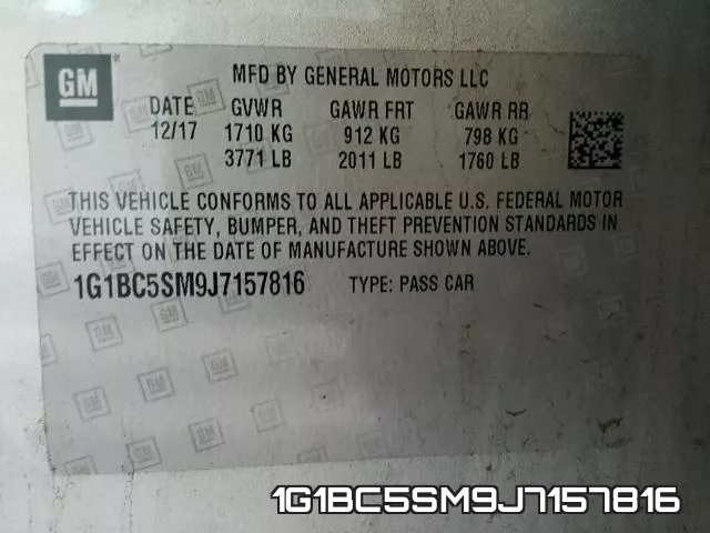 1G1BC5SM9J7157816 фото 2