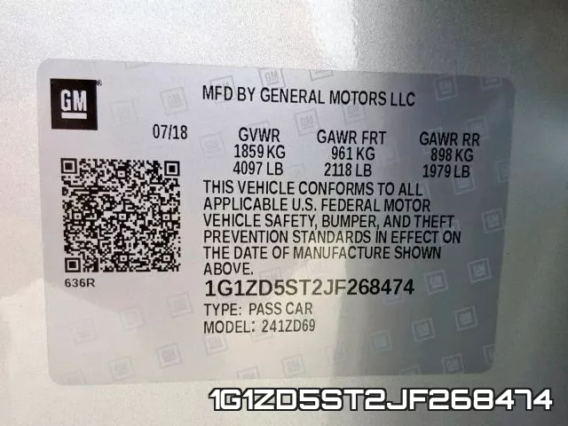 1G1ZD5ST2JF268474 фото 2