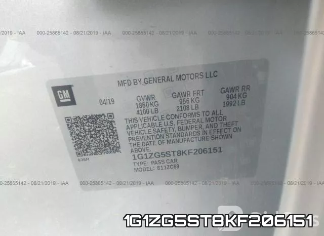 1G1ZG5ST8KF206151 фото 9