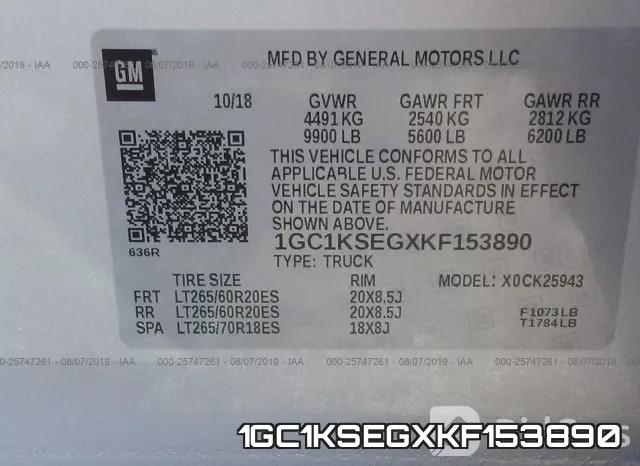 1GC1KSEGXKF153890 фото 10