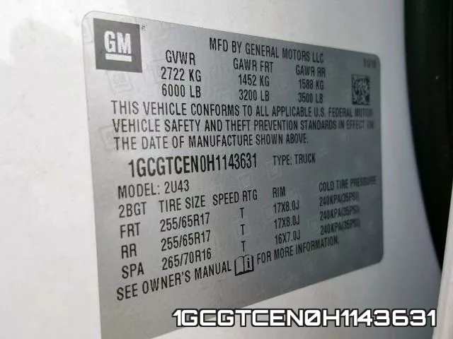 1GCGTCEN0H1143631 фото 2