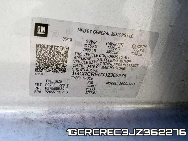 1GCRCREC3JZ362276 фото 2