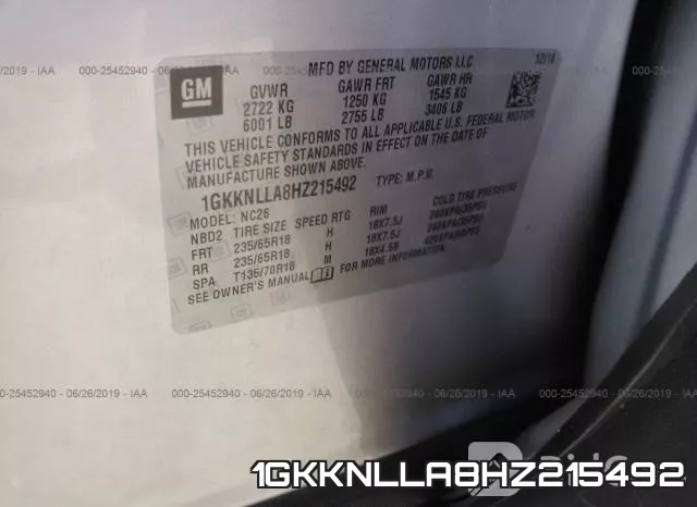 1GKKNLLA8HZ215492 фото 10