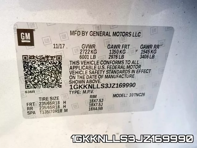 1GKKNLLS3JZ169990 фото 2