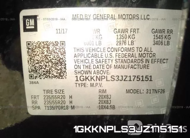1GKKNPLS3JZ175151 фото 10