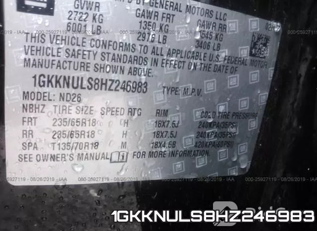 1GKKNULS8HZ246983 фото 10