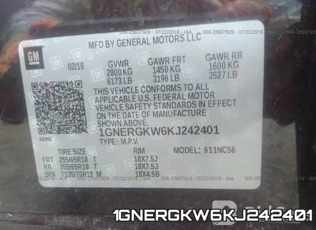 1GNERGKW6KJ242401 фото 10