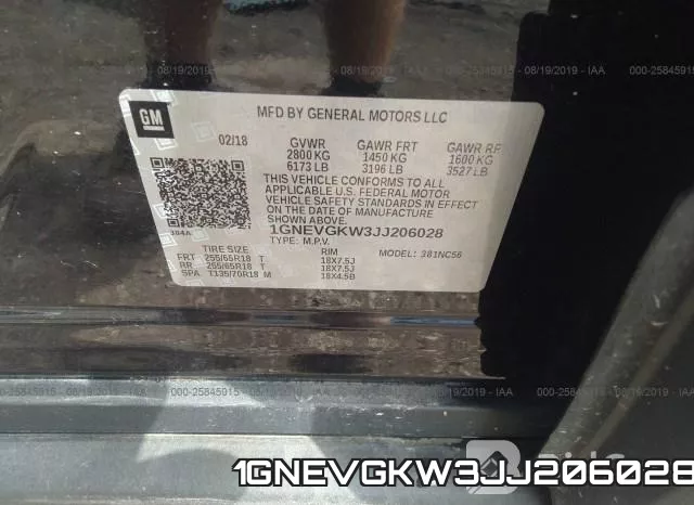 1GNEVGKW3JJ206028 фото 10