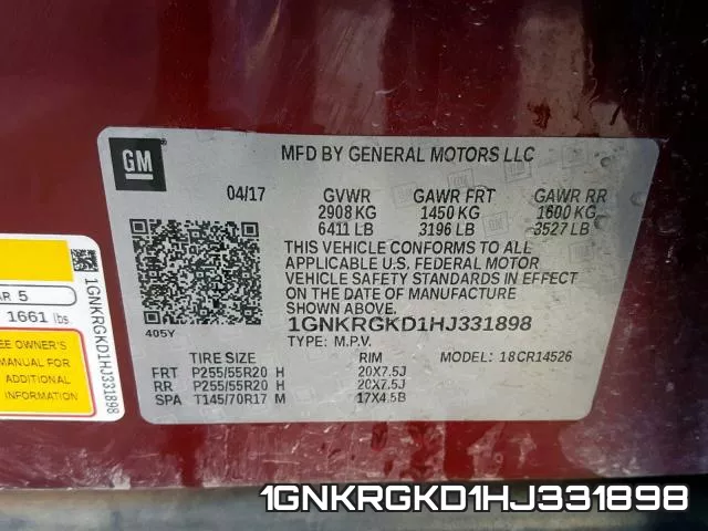 1GNKRGKD1HJ331898 фото 2