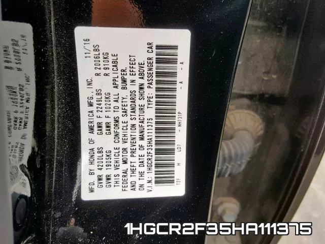 1HGCR2F35HA111375 фото 2