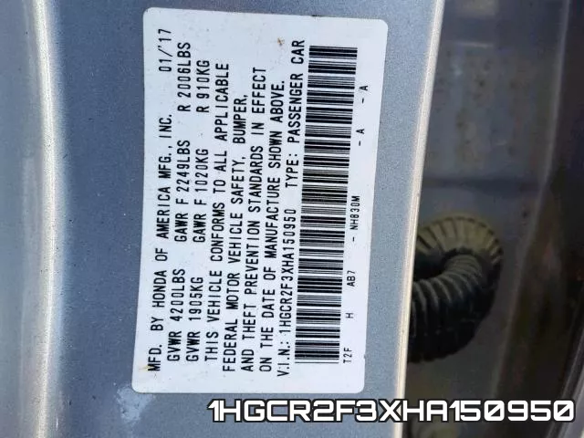 1HGCR2F3XHA150950 фото 2