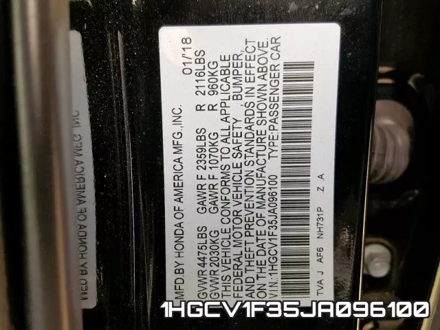 1HGCV1F35JA096100 фото 2