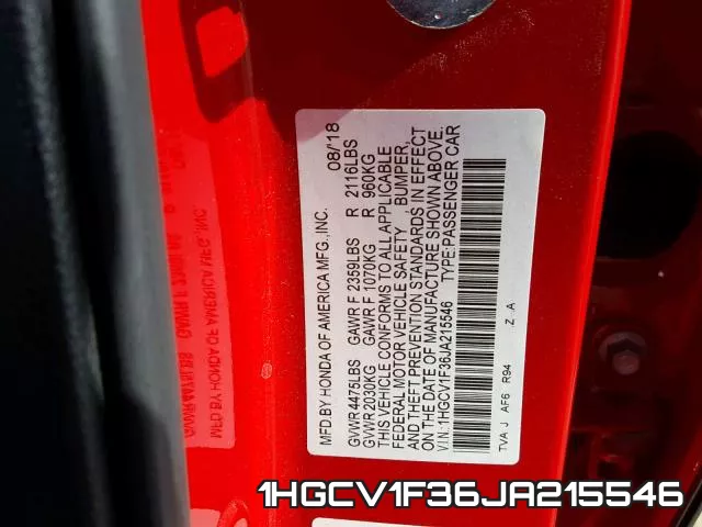 1HGCV1F36JA215546 фото 2