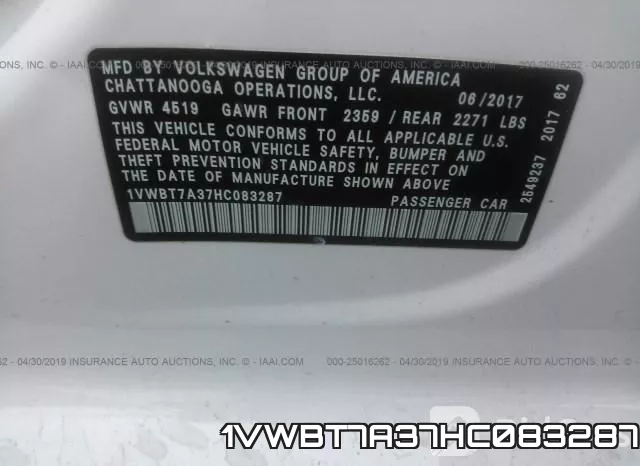 1VWBT7A37HC083287 фото 10