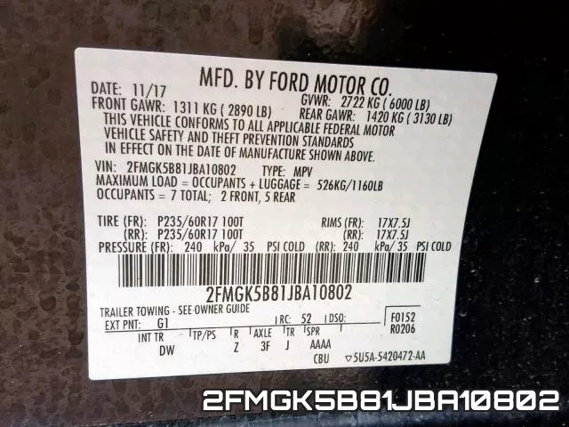 2FMGK5B81JBA10802 фото 2