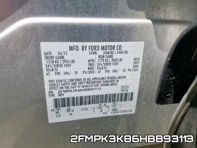 2FMPK3K86HBB93113 фото 2