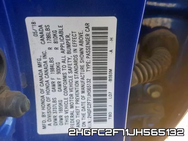 2HGFC2F71JH565132 фото 2