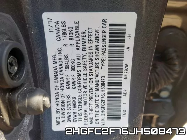 2HGFC2F76JH508473 фото 2