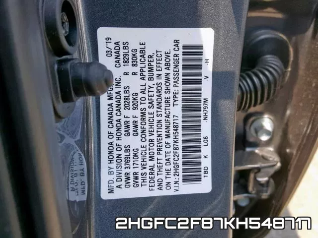 2HGFC2F87KH548717 фото 2