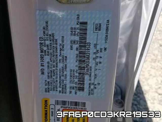 3FA6P0CD3KR219533 фото 2