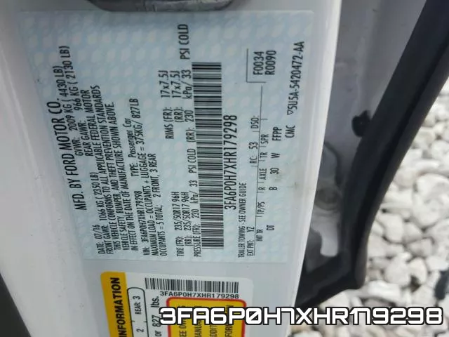 3FA6P0H7XHR179298 фото 2