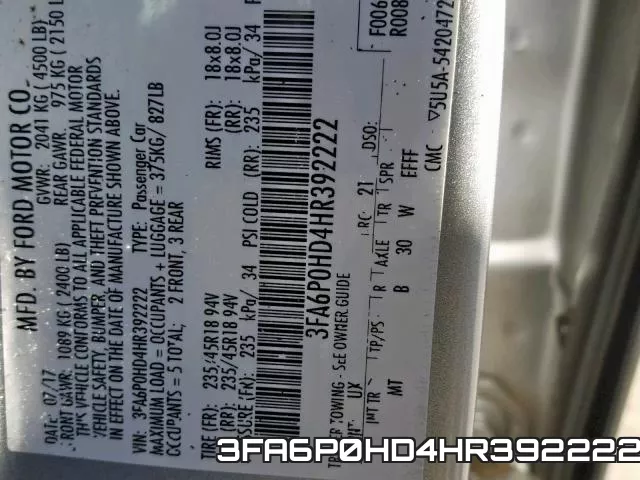 3FA6P0HD4HR392222 фото 2