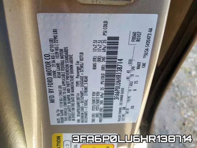 3FA6P0LU6HR138714 фото 2