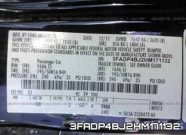 3FADP4BJ2HM171132 фото 10