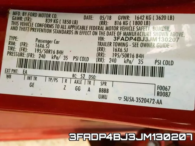 3FADP4BJ3JM130207 фото 2