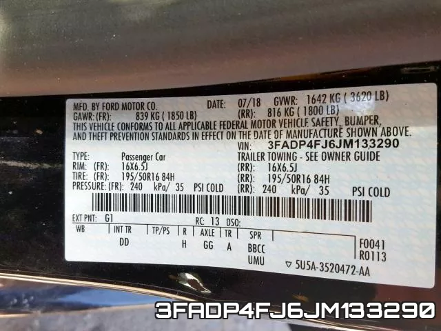 3FADP4FJ6JM133290 фото 2