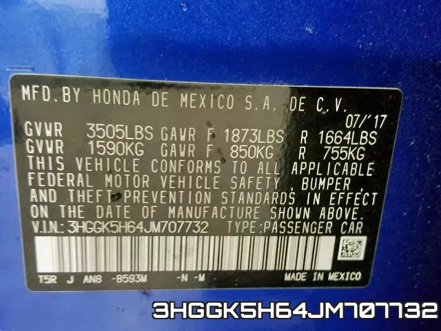 3HGGK5H64JM707732 фото 2