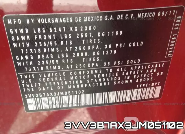 3VV3B7AX3JM051102 фото 10